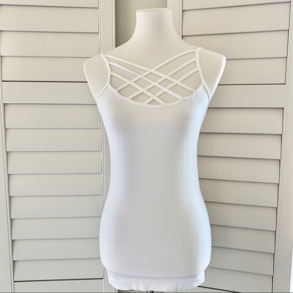 White Criss-Cross Tank Top Small/Medium
